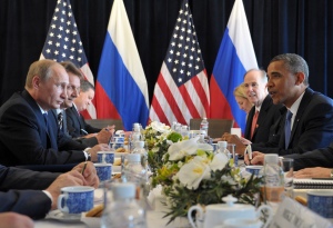 Russia's President Vladimir Putin meets with U.S. President Barack Obama before the G20 summit in Los Cabos